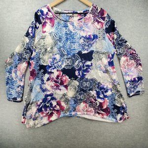 Chicos Zenergy Womens Shirt 3 Tunic Floral Abstract Multicolor